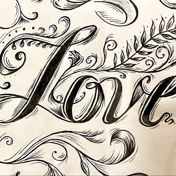 ORIGINAL FRAMED ART Tattoo Type Ink Retro Drawing in Hand Painted Pink Frame - Picture 8 of 11